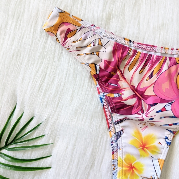 Tropical leaf print high leg bikini bottom - Picture 5 of 6